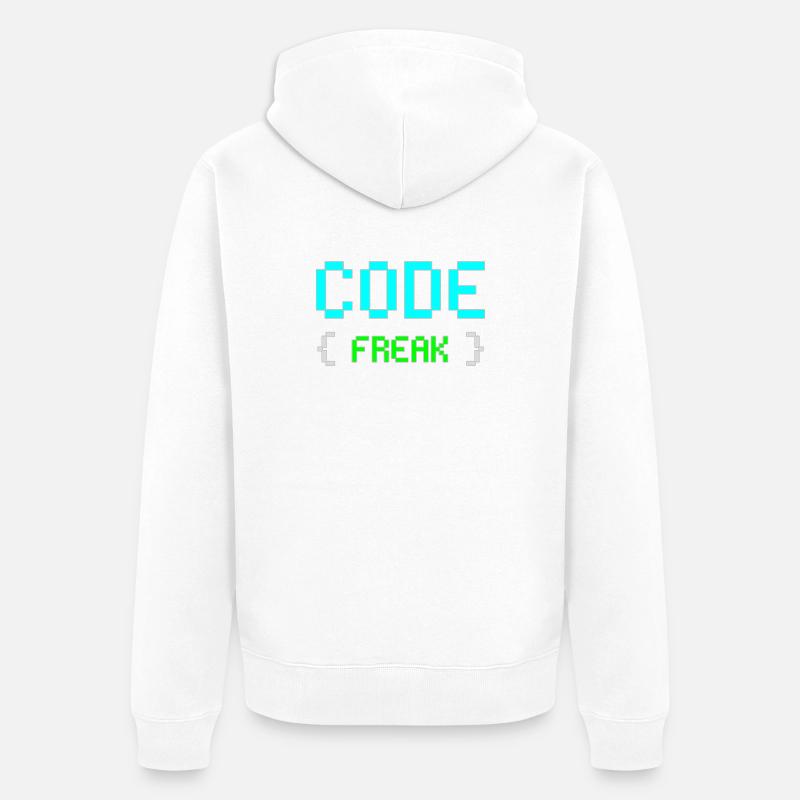 T-shirt néon Pixel Code Freak - Veste à capuche bio Premium Unisexe - blanc