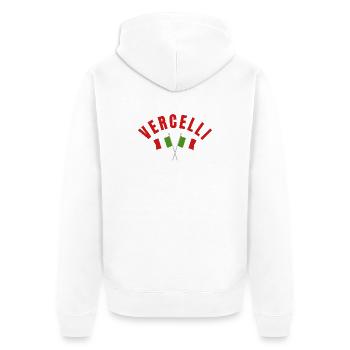 Vercelli with Italian Flags - Unisex Premium Organic Zip Hoodie - white - Back - Thijin (182cm)