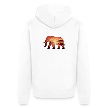 Elefant auf Savanne - Unisex Premium Bio Zip Hoodie - Weiß - Hinten - Thijin (182cm)
