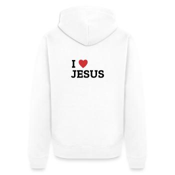 I Heart Jesus Bold Graphic Tee - Unisex Premium Organic Zip Hoodie - white - Back - Thijin (182cm)