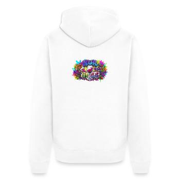 Nur ein Glas – bunte Weinkunst - Unisex Premium Bio Zip Hoodie - Weiß - Hinten - Thijin (182cm)