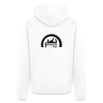 Schreiner Hobel Sägeblatt Werkzeug Motiv - Unisex Premium Bio Zip Hoodie - Weiß - Hinten - Thijin (182cm)