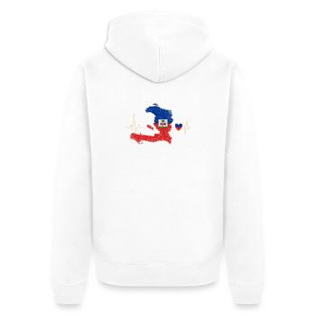 Drapeau du battement de cœur d’Haïti - Veste à capuche bio Premium Unisexe - blanc - Dos - Thijin (182cm)