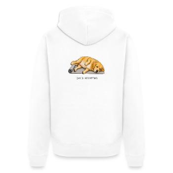 Golden Retriever Yoga Dog Day 3 Attempting - Unisex Premium Organic Zip Hoodie - white - Back - Thijin (182cm)
