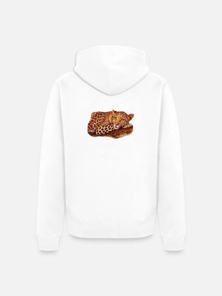 liegende Leopardin, raubkatzen - Unisex Premium Bio Zip Hoodie - Weiß