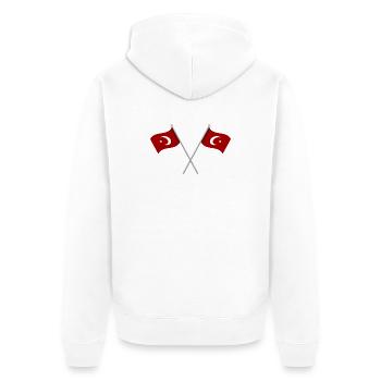 Türkische Flagge - Unisex Premium Bio Zip Hoodie - Weiß - Hinten - Thijin (182cm)