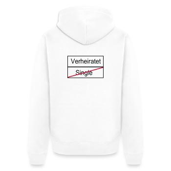Verheiratet/Single - Unisex Premium Bio Zip Hoodie - Weiß - Hinten - Thijin (182cm)