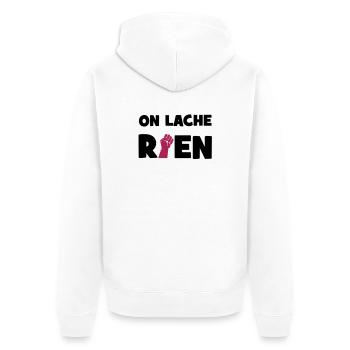 On lâche rien ! - Unisex Premium Bio Zip Hoodie - Weiß - Hinten - Thijin (182cm)