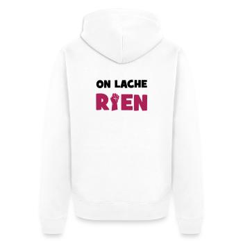 On lâche rien ! - Unisex Premium Bio Zip Hoodie - Weiß - Hinten - Thijin (182cm)