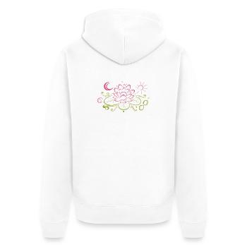 Lotus avec lune, Yin Yang et soleil, infinity - Veste à capuche bio Premium Unisexe - blanc - Dos - Thijin (182cm)
