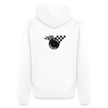 Tire Racing Flag Symbol Wheel Finish Wings Race - Veste à capuche bio Premium Unisexe - blanc - Dos - Thijin (182cm)