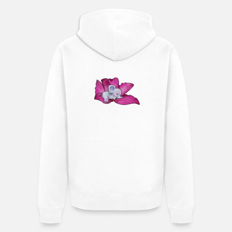 Éléphant en fleur - Veste à capuche bio Premium Unisexe - blanc