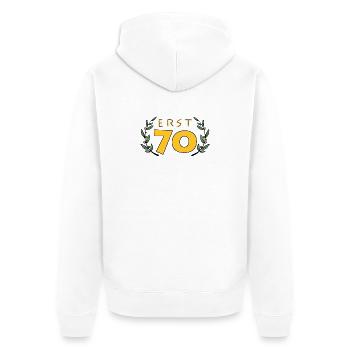 Erst70 Jubiläum - Unisex Premium Bio Zip Hoodie - Weiß - Hinten - Thijin (182cm)