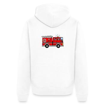 Feuerwehrauto mit Heulensirene - Unisex Premium Bio Zip Hoodie - Weiß - Hinten - Thijin (182cm)