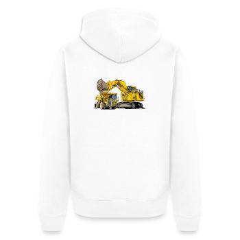 Monster Excavator with Truck - Unisex Premium Organic Zip Hoodie - white - Back - Thijin (182cm)
