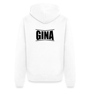 T-Shirt Gina T-Shirt Geschenkidee - Unisex Premium Bio Zip Hoodie - Weiß - Hinten - Thijin (182cm)
