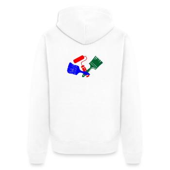 Paint brushes and paint roller in blue red green logo - Unisex Premium Organic Zip Hoodie - white - Back - Thijin (182cm)