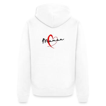 MAMAN. FÊTE DES MÈRES. BONNE FÊTE MAMAN. JE T'AIME - Veste à capuche bio Premium Unisexe - blanc - Dos - Thijin (182cm)