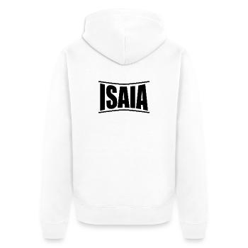 nom t-shirt Isaia t-shirt idée cadeau - Veste à capuche bio Premium Unisexe - blanc - Dos - Thijin (182cm)