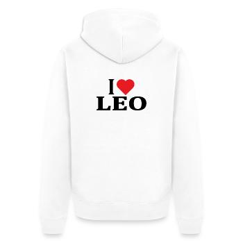 T-Shirt Name I love Leo T-Shirt Geschenkidee - Unisex Premium Bio Zip Hoodie - Weiß - Hinten - Thijin (182cm)