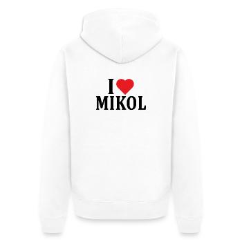 nom du t-shirt J’adore Mikol idée cadeau t-shirt - Veste à capuche bio Premium Unisexe - blanc - Dos - Thijin (182cm)
