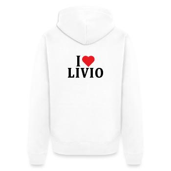 T-Shirt Name I love Livio T-Shirt Geschenkidee - Unisex Premium Bio Zip Hoodie - Weiß - Hinten - Thijin (182cm)
