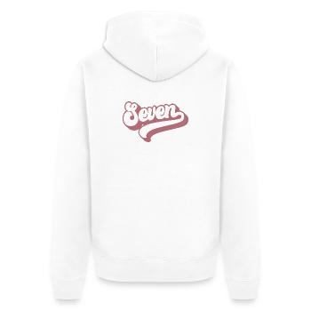 Seven 7th Birthday For Girls 7 Years Old - Unisex Premium Organic Zip Hoodie - white - Back - Thijin (182cm)