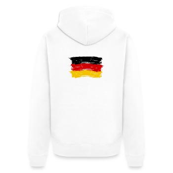 Rot Gelb Pinselstrich Flagge - Unisex Premium Bio Zip Hoodie - Weiß - Hinten - Thijin (182cm)