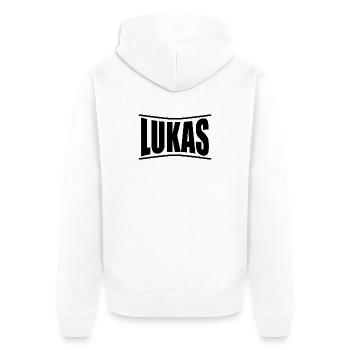 Lukas t-shirt t-shirt gift idea - Unisex Premium Organic Zip Hoodie - white - Back - Thijin (182cm)