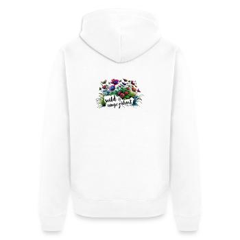 wild und ungezähmt wiesenblumen natur frühling - Unisex Premium Bio Zip Hoodie - Weiß - Hinten - Thijin (182cm)