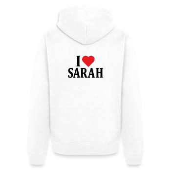 T-Shirt Ich liebe Sarah T-Shirt Geschenkidee - Unisex Premium Bio Zip Hoodie - Weiß - Hinten - Thijin (182cm)