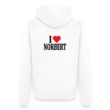 t-shirt I love Norbert t-shirt gift idea - Unisex Premium Organic Zip Hoodie - white - Back - Thijin (182cm)