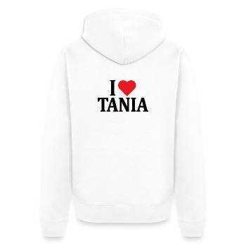 t-shirt I love Tania t-shirt idée cadeau - Veste à capuche bio Premium Unisexe - blanc - Dos - Thijin (182cm)