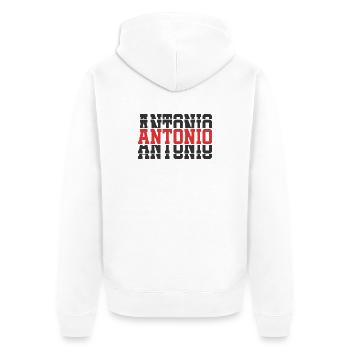 Antonio t-shirt gift idea stacked text - Unisex Premium Organic Zip Hoodie - white - Back - Thijin (182cm)