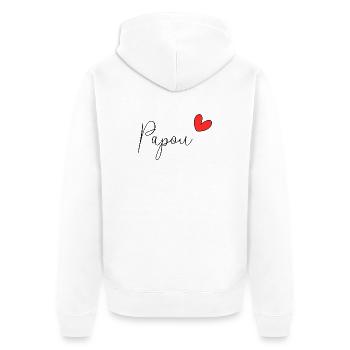 PAPOU. PAPA. FÊTE DES PÈRES. BONNE FÊTE PAPA - Veste à capuche bio Premium Unisexe - blanc - Dos - Thijin (182cm)