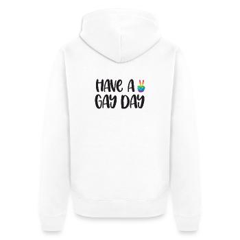 LGBT Pride Month - Have a Gay Day - Unisex Premium Bio Zip Hoodie - Weiß - Hinten - Thijin (182cm)
