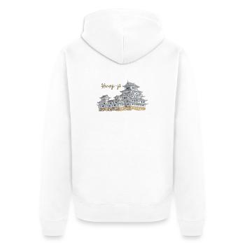 Château de Himeji-jo, Japon, préfecture de Hyogo, dessin - Veste à capuche bio Premium Unisexe - blanc - Dos - Thijin (182cm)
