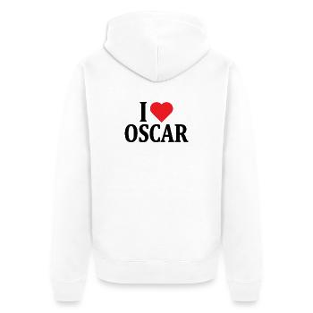 t-shirt I love Oscar t-shirt idée cadeau - Veste à capuche bio Premium Unisexe - blanc - Dos - Thijin (182cm)