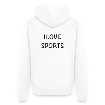 I love sports - Unisex Premium Bio Zip Hoodie - Weiß - Hinten - Thijin (182cm)