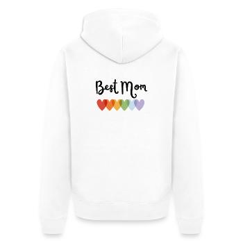 Regenbogenherz Best Mom Design - Unisex Premium Bio Zip Hoodie - Weiß - Hinten - Thijin (182cm)