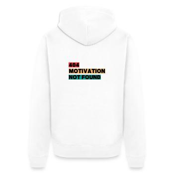 404 Motivation nicht gefunden – Lustiges Zitat - Unisex Premium Bio Zip Hoodie - Weiß - Hinten - Thijin (182cm)