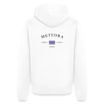 Meteora Greece – Holiday Souvenir &amp; Gift - Unisex Premium Organic Zip Hoodie - white - Back - Thijin (182cm)