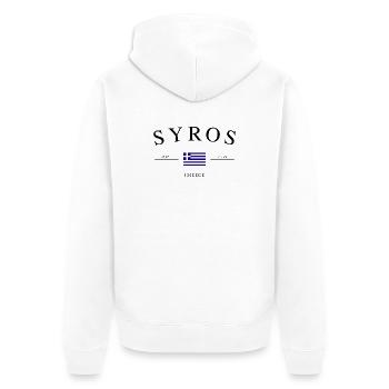 Syros Greece – Holiday Souvenir &amp; Gift - Unisex Premium Organic Zip Hoodie - white - Back - Thijin (182cm)