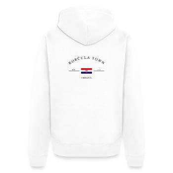 Korčula (Croatie) – Souvenir et cadeau de Noël - Veste à capuche bio Premium Unisexe - blanc - Dos - Thijin (182cm)