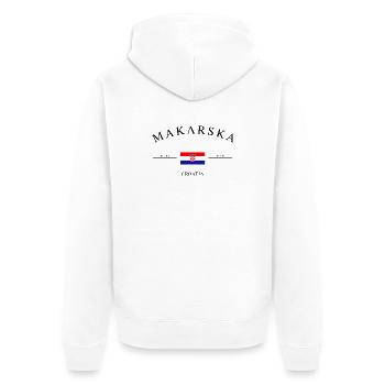 Makarska, Croatie – Souvenir et cadeau des Fêtes - Veste à capuche bio Premium Unisexe - blanc - Dos - Thijin (182cm)