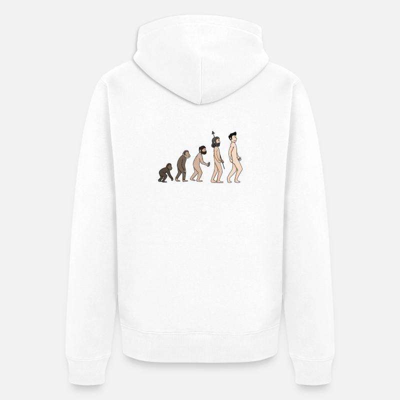 Développement humain - Illustration de l'évolution - Veste à capuche bio Premium Unisexe - blanc