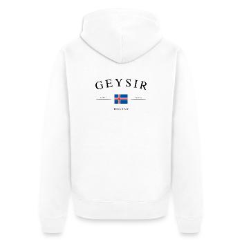 Geyser Island – Souvenir et cadeau des Fêtes - Veste à capuche bio Premium Unisexe - blanc - Dos - Thijin (182cm)