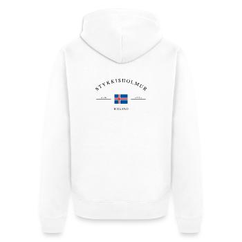 Île de Stykkishólmur – Souvenir et cadeau des Fêtes - Veste à capuche bio Premium Unisexe - blanc - Dos - Thijin (182cm)