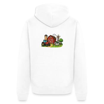 Paysage de ferme rurale - Veste à capuche bio Premium Unisexe - blanc - Dos - Thijin (182cm)