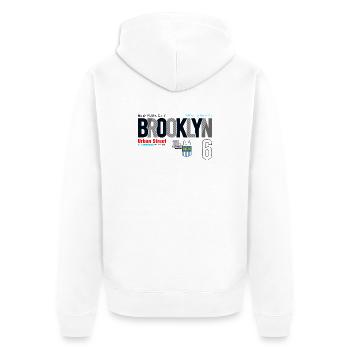 Brooklyn Stadtbild Urbane Typografie - Unisex Premium Bio Zip Hoodie - Weiß - Hinten - Thijin (182cm)